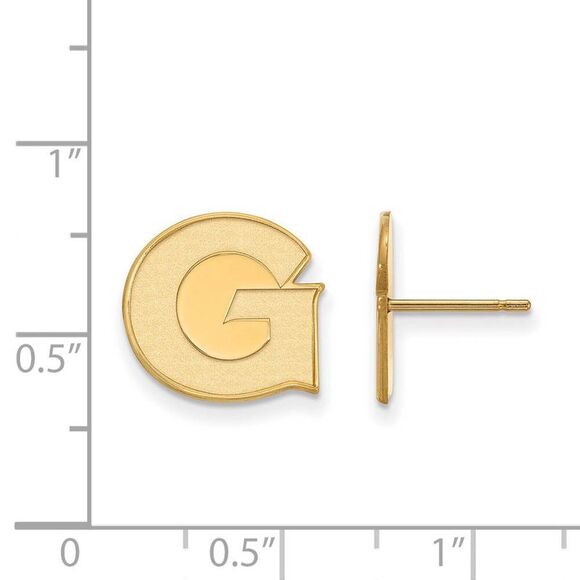 14k Yellow Gold Georgetown University Small Post Earrings - Picture 2 of 3